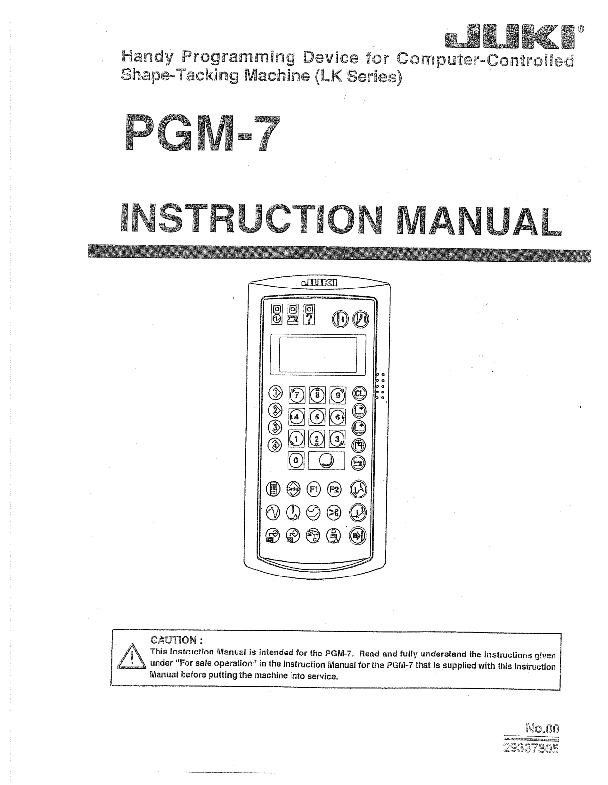 juki PGM-7 INSTRUCTION MANUAL