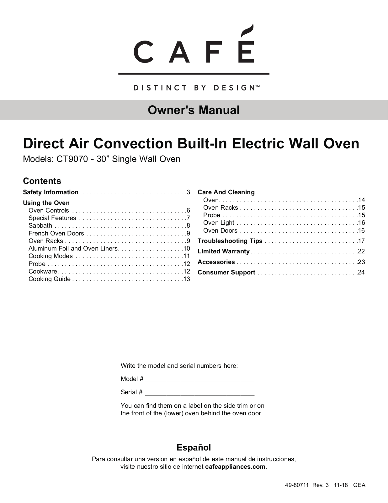 Cafe CT9070SHSS User Manual