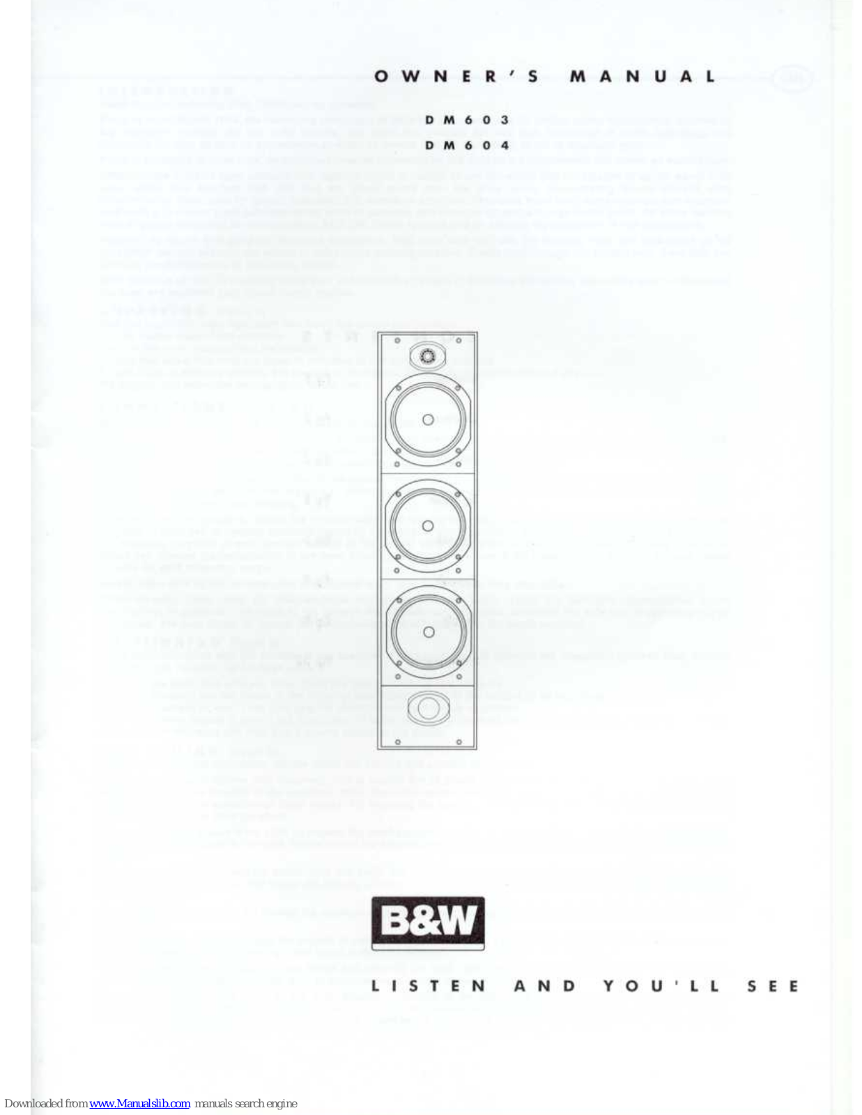 Bowers & Wilkins DM603, DM604 Owner's Manual