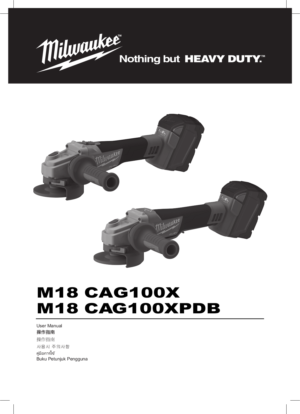 Milwaukee M18 CAG100X, M18 CAG100XPDB User Manual