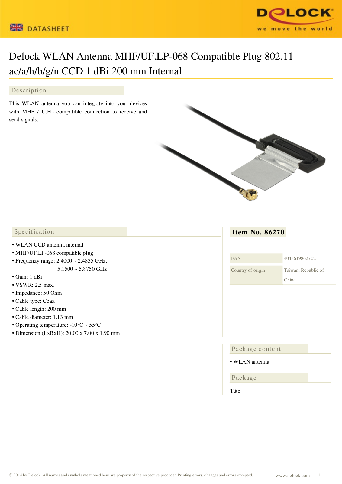 DELOCK 86270 Datasheet - ManualMachine.com