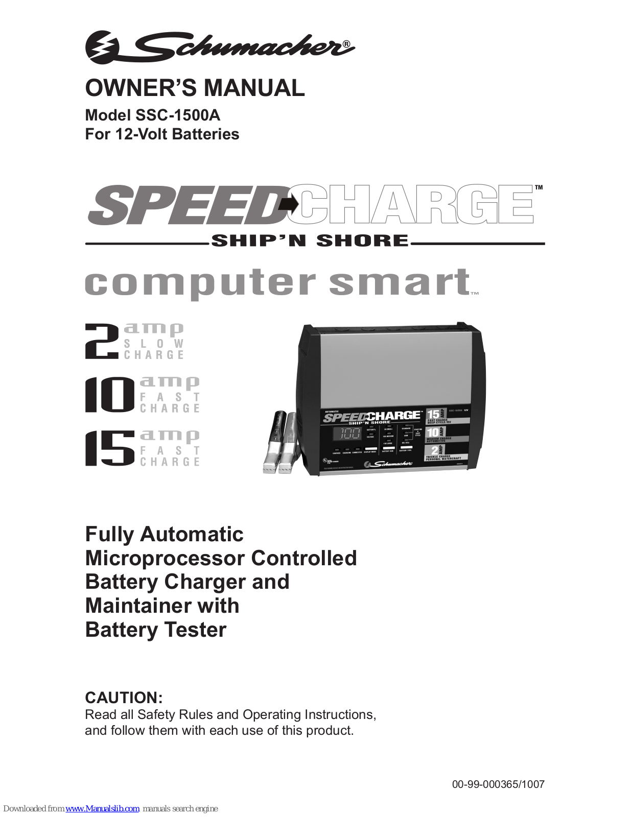 Schumacher SSC-1500A,SpeedCharge SSC-1500A Owner's Manual