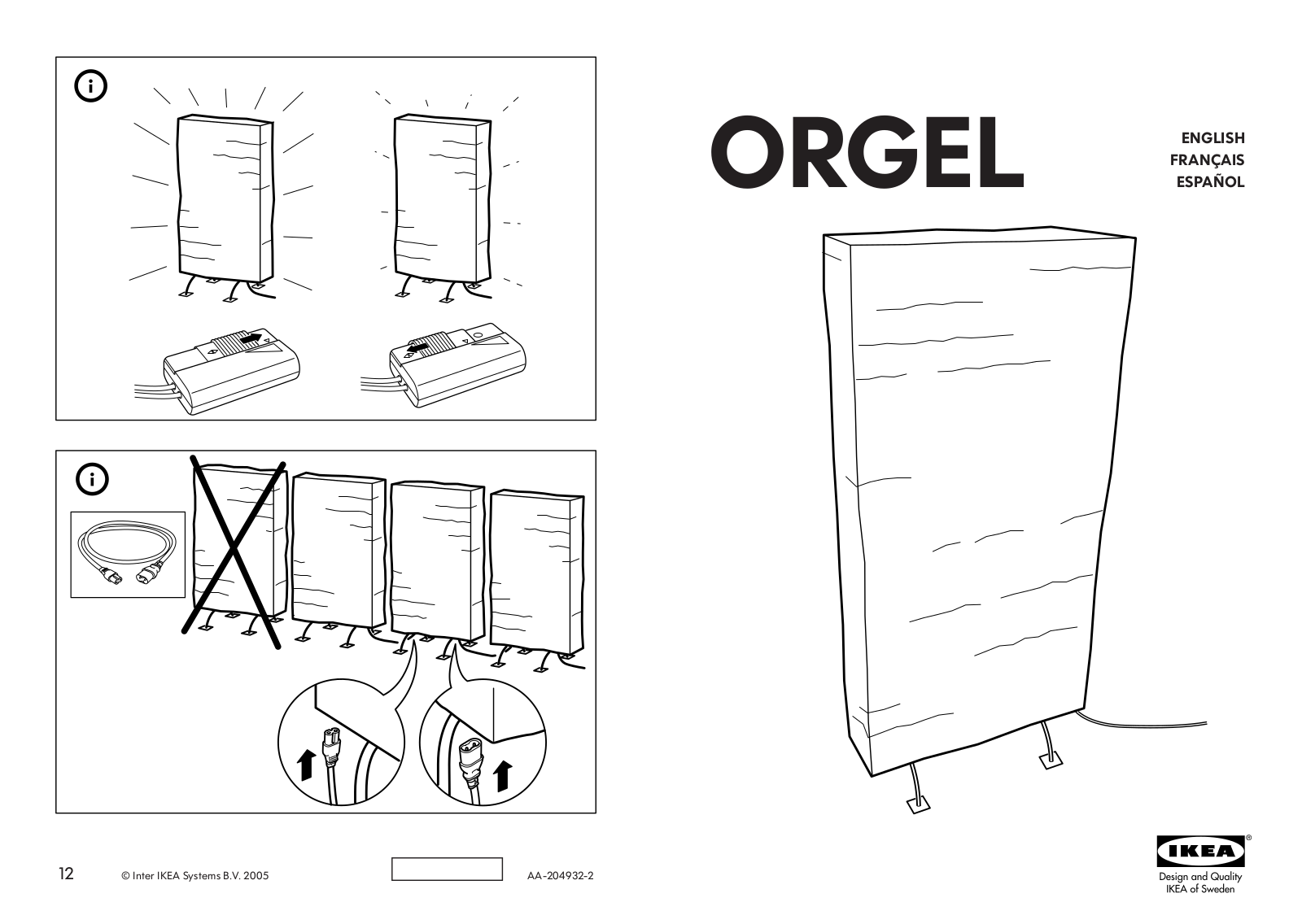 IKEA ORGEL FLOOR LAMP-ROOM DIVIDER Assembly Instruction