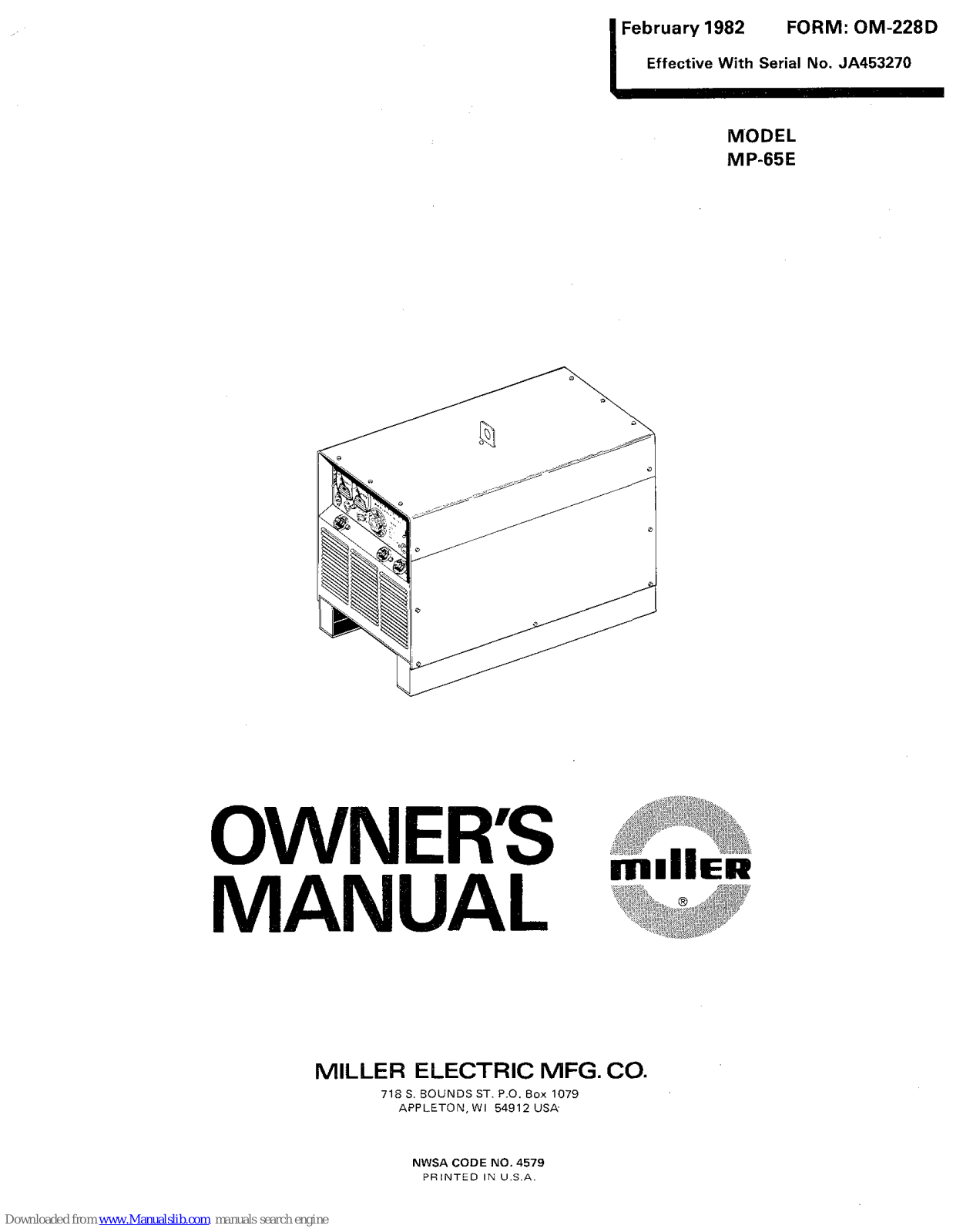 Miller Electric MP-65E Owner's Manual