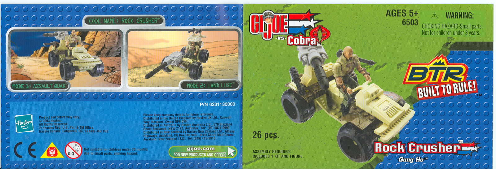 HASBRO Built to Rule GI Joe Rock Crusher Gung Ho User Manual