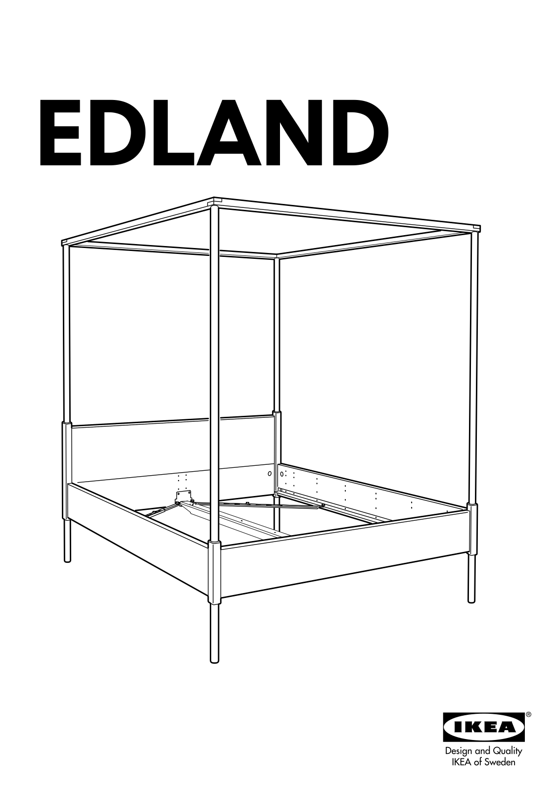 IKEA EDLAND 4 POSTER BED QUEEN, EDLAND 4 POSTER BED FULL DOUBLE Assembly Instruction