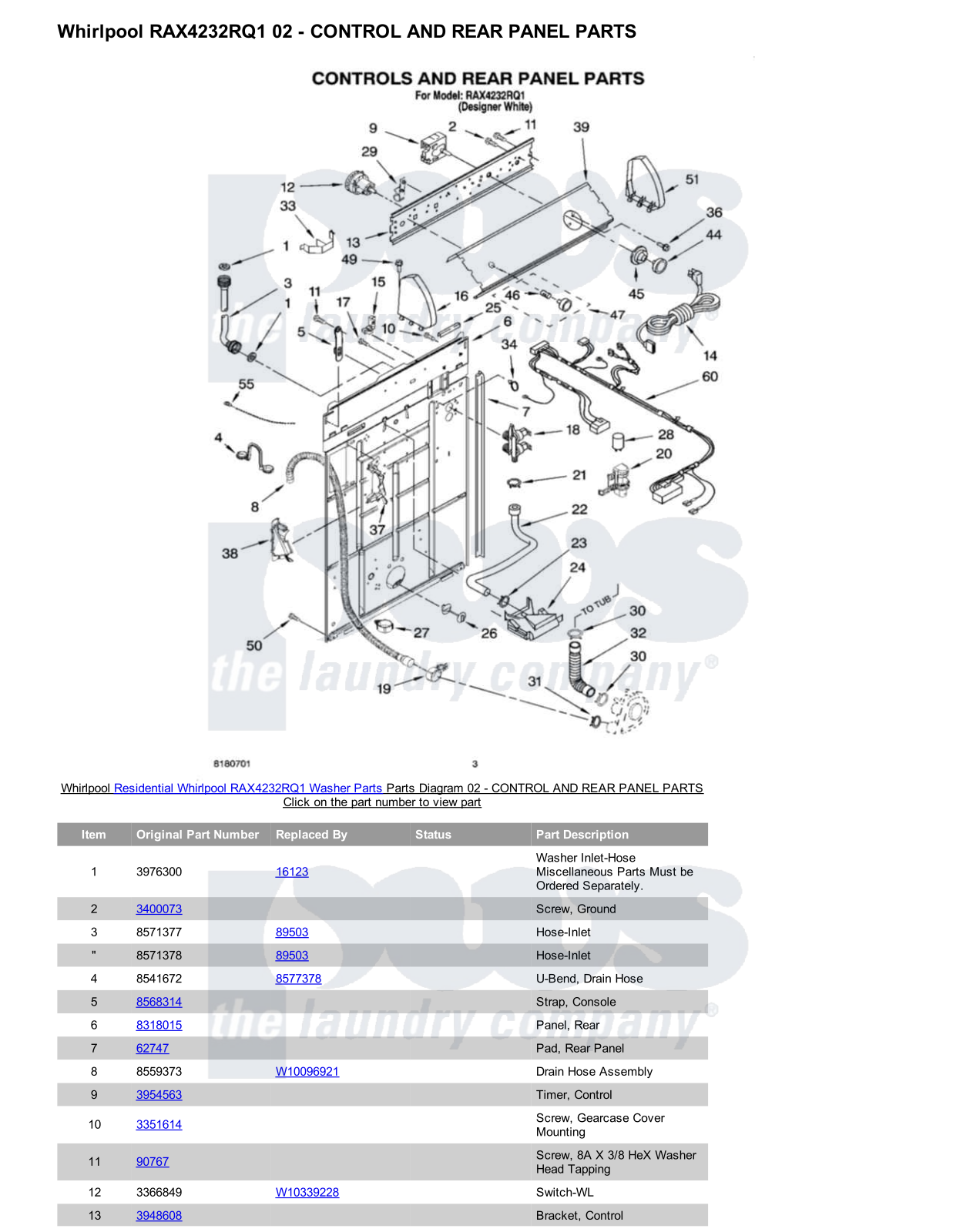 Whirlpool RAX4232RQ1 Parts Diagram