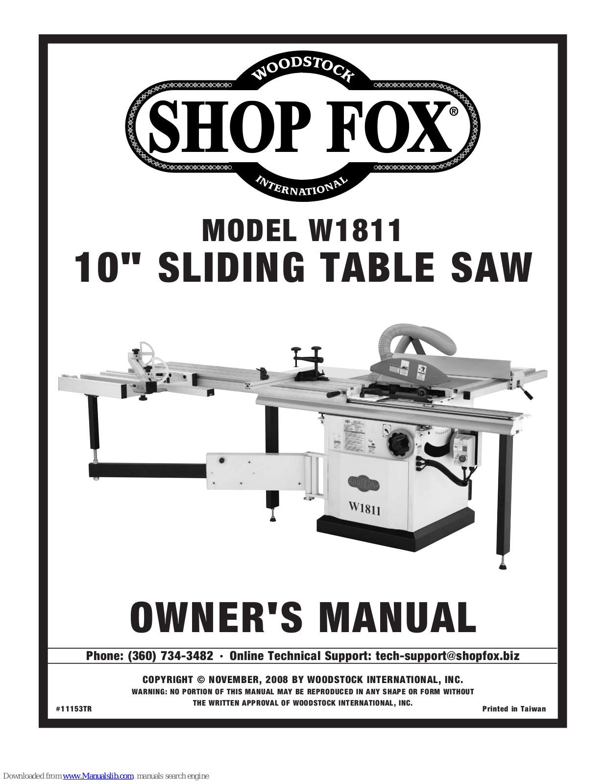 Shop fox W1811 Owner's Manual