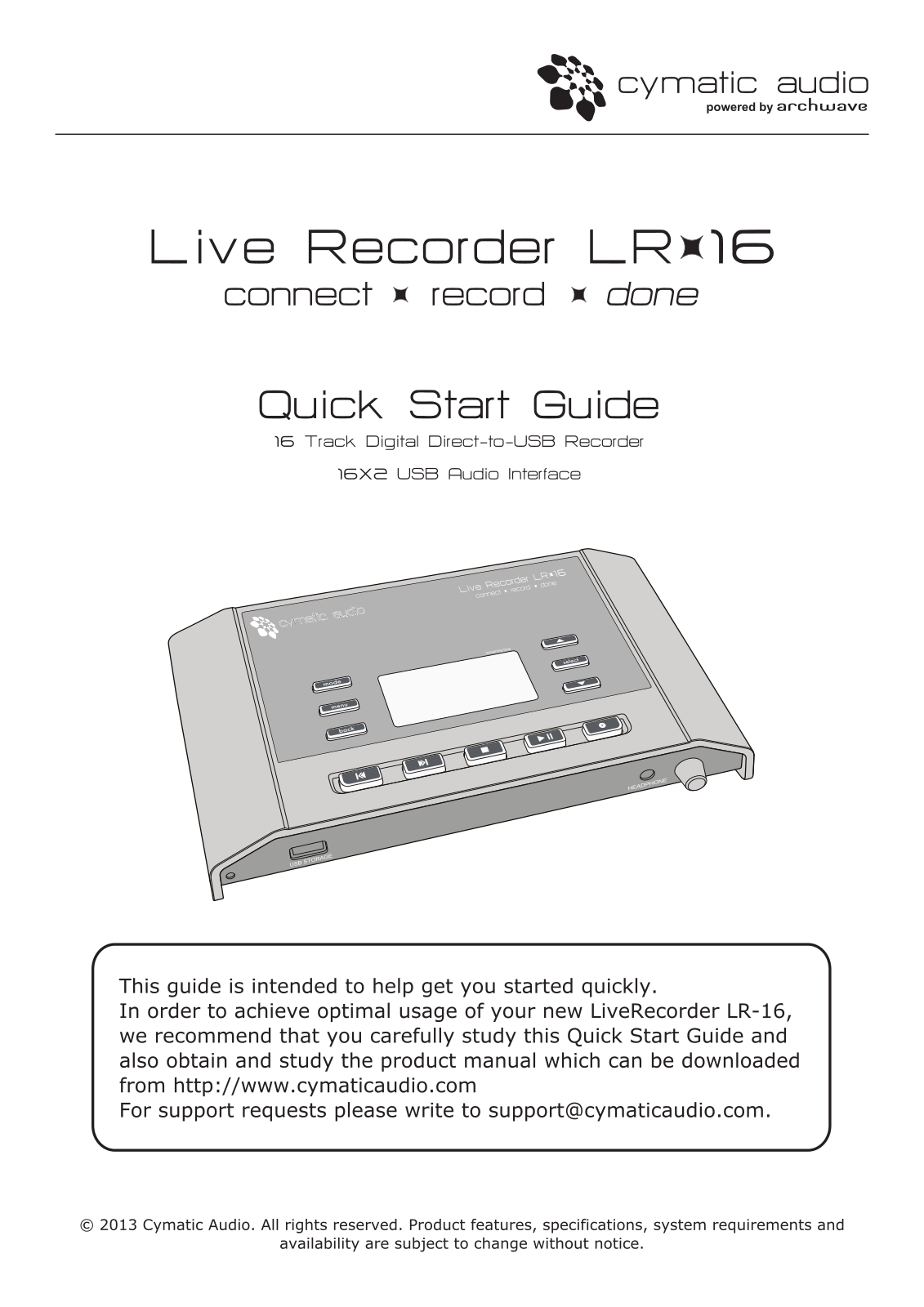 Cymatic Audio LR16 User manual