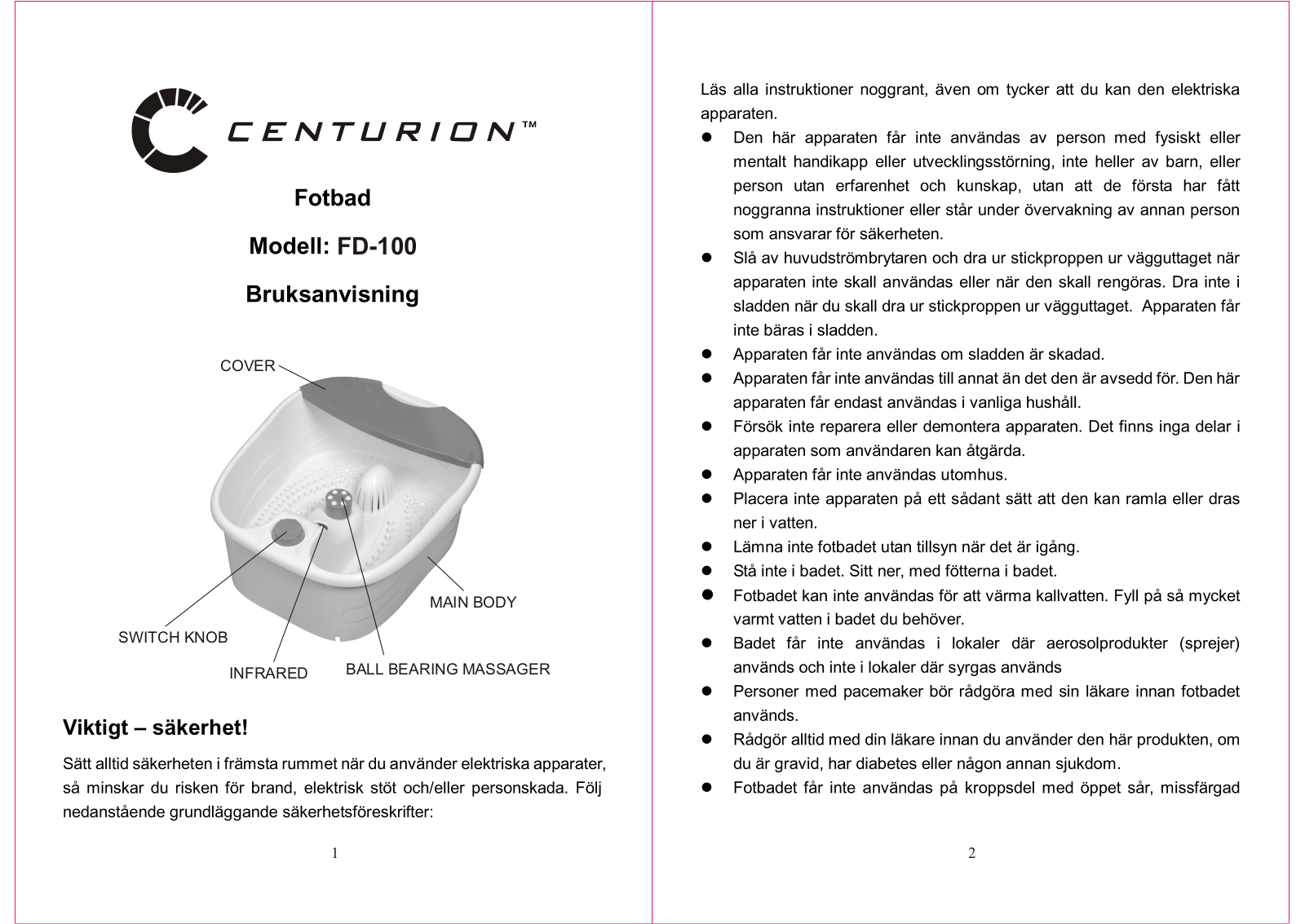 Centurion FD100 User Manual