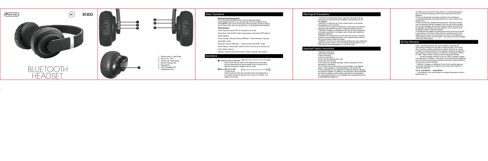 SENTRY BT400 User Manual