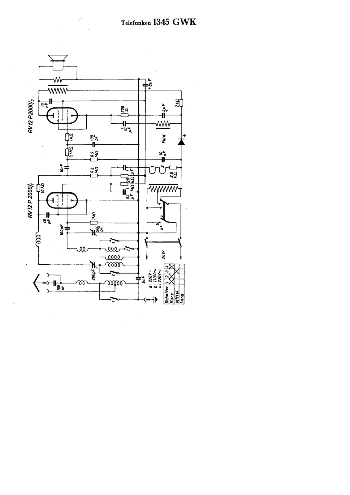 Telefunken 1345-GWK Schematic