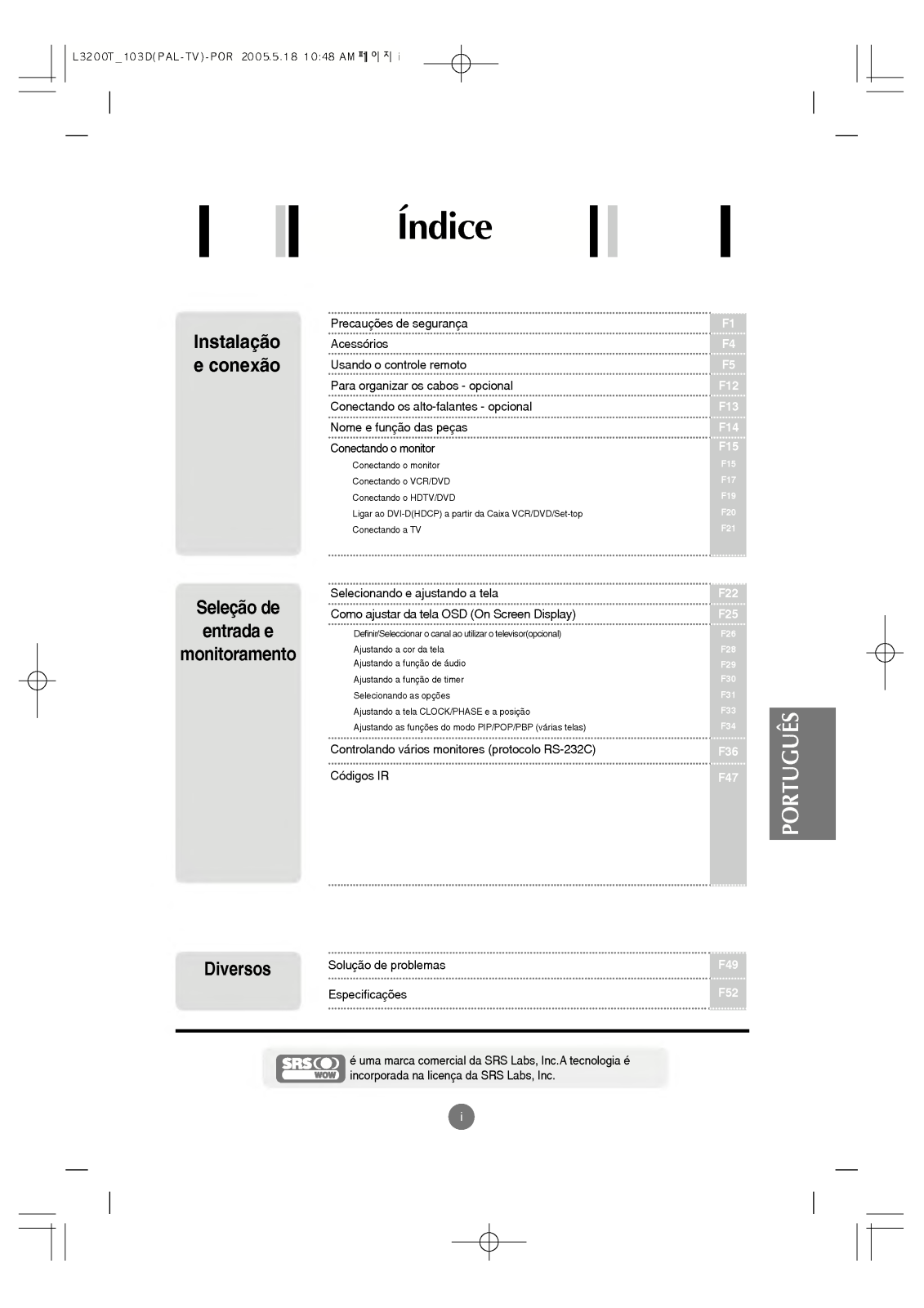 Lg L3200TFS User Manual