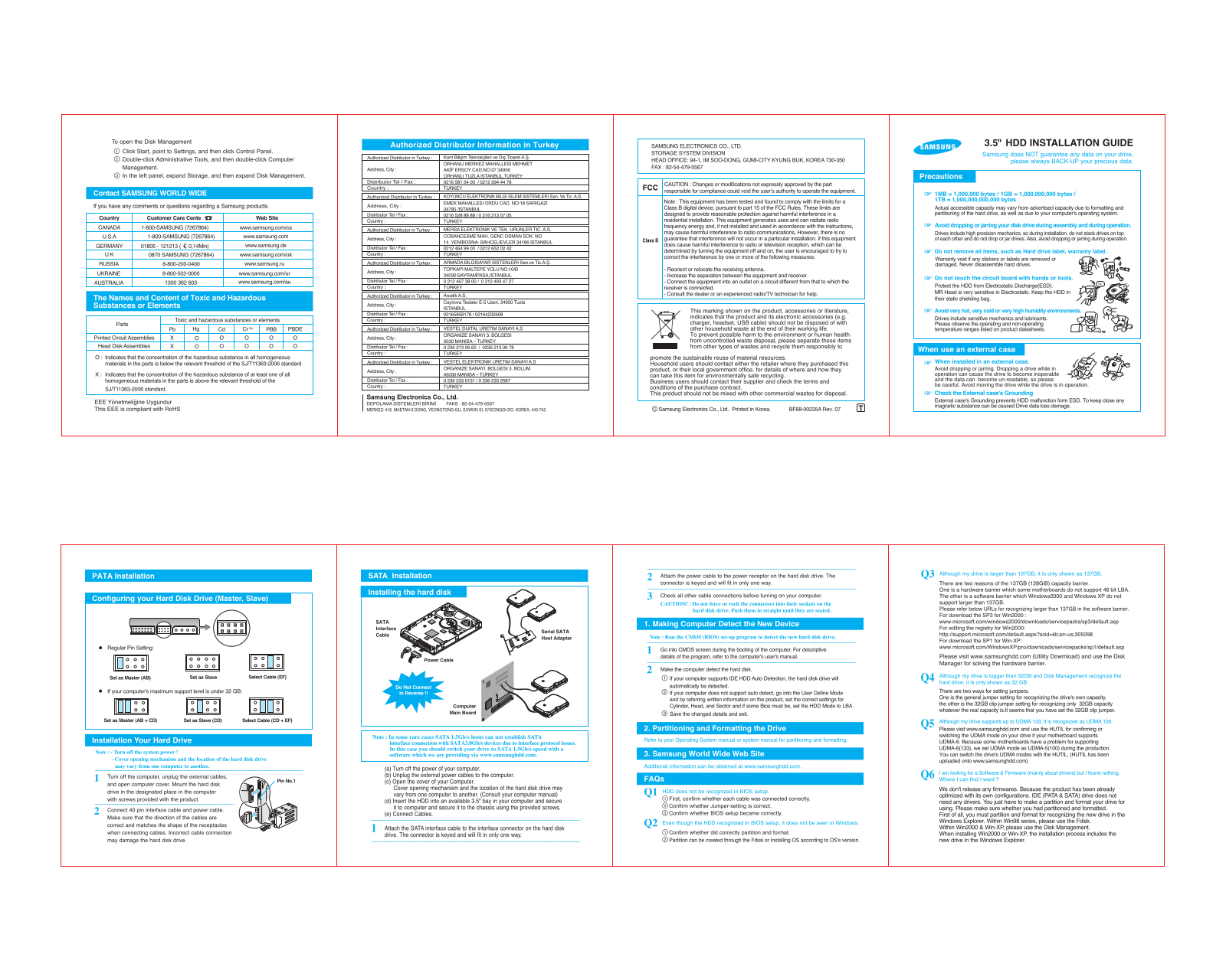 Samsung HD251HJ, HD162GJ, SP-0401C, SP-1614C, All models User Manual