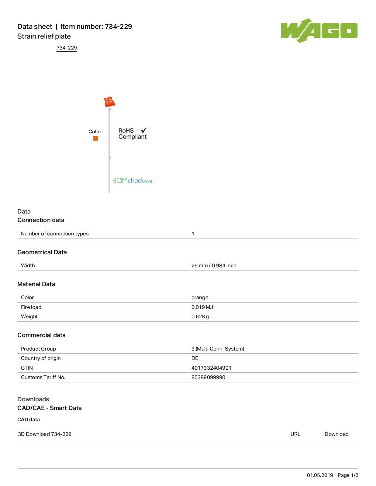 Wago 734-229 Data Sheet