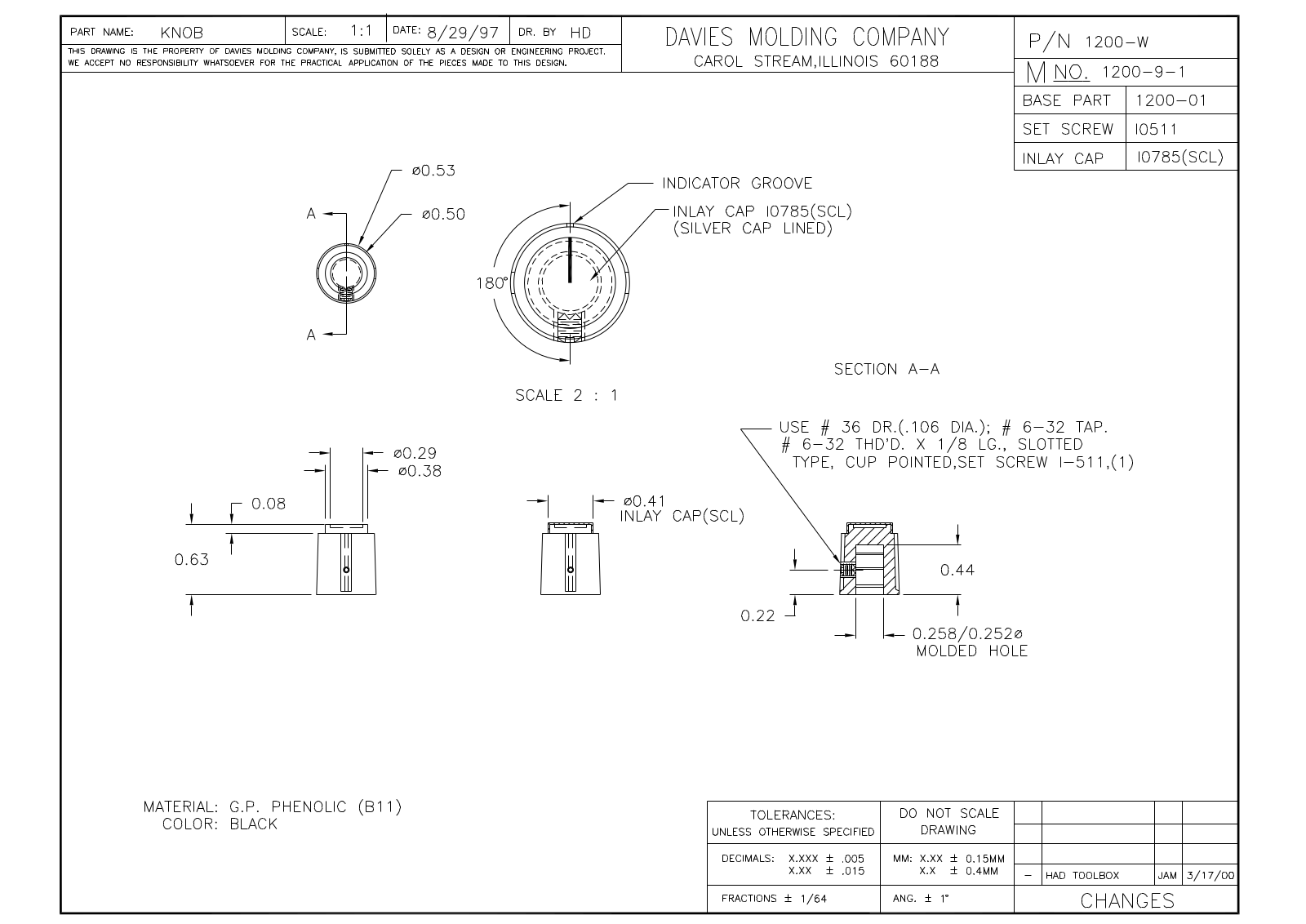 Davies Molding 1200-W Reference Drawing