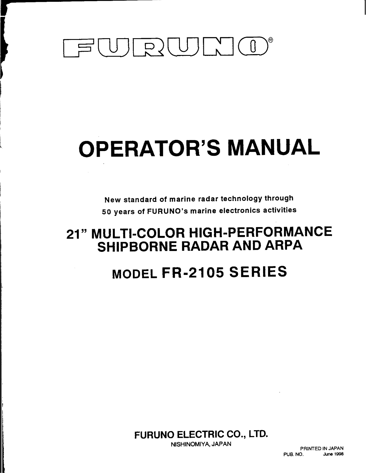 Furuno USA 9ZWFR2125 Users Manual