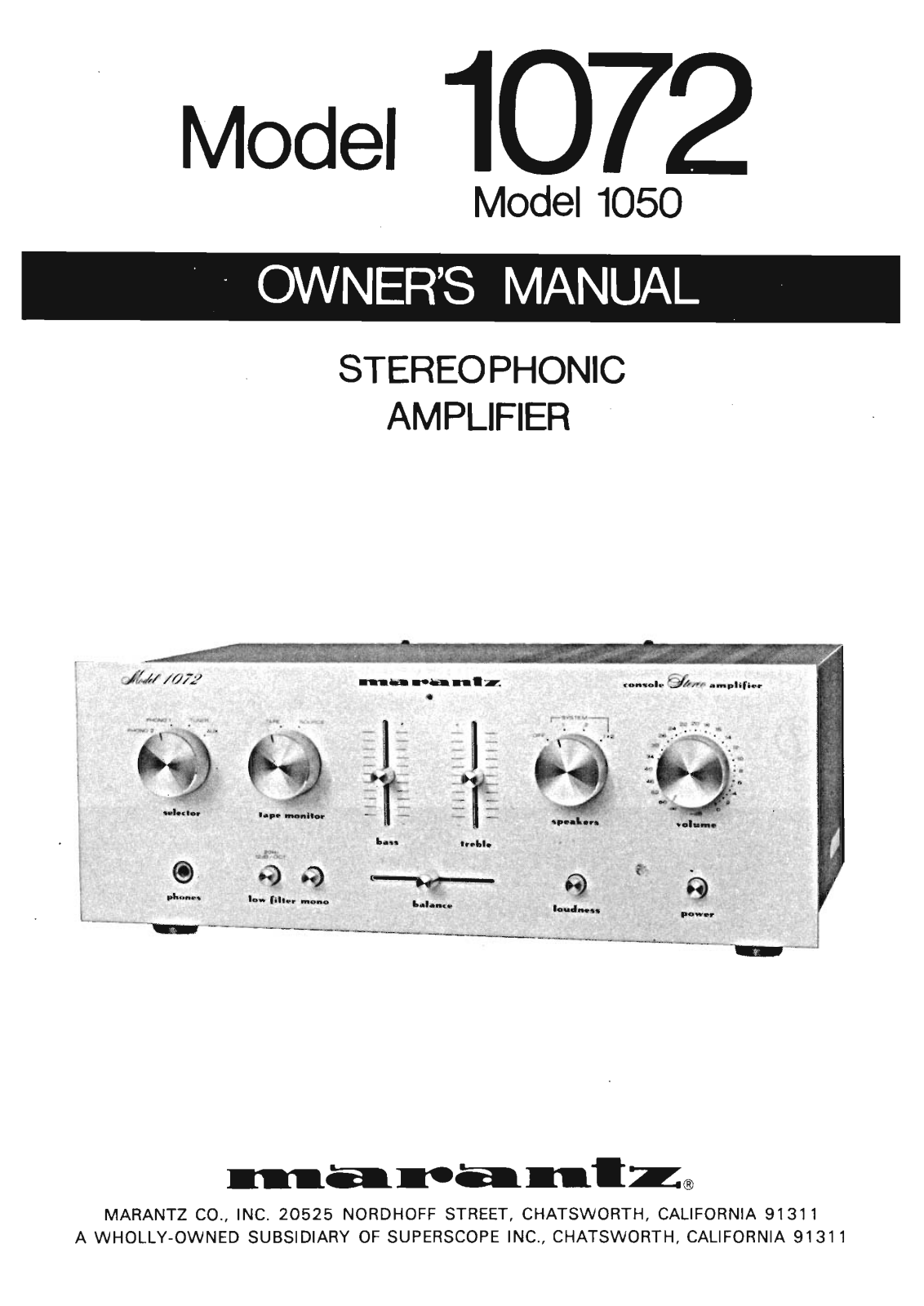 Marantz 1050 Owners Manual