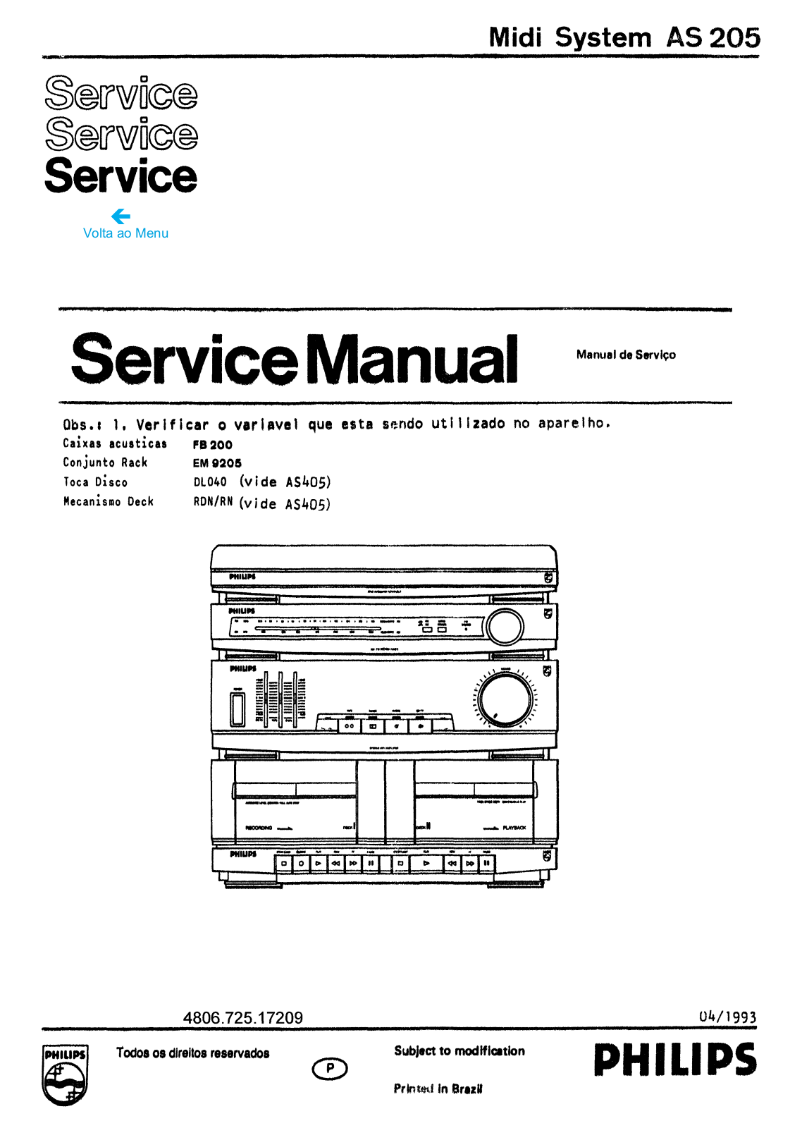Philips AS-205 Service Manual