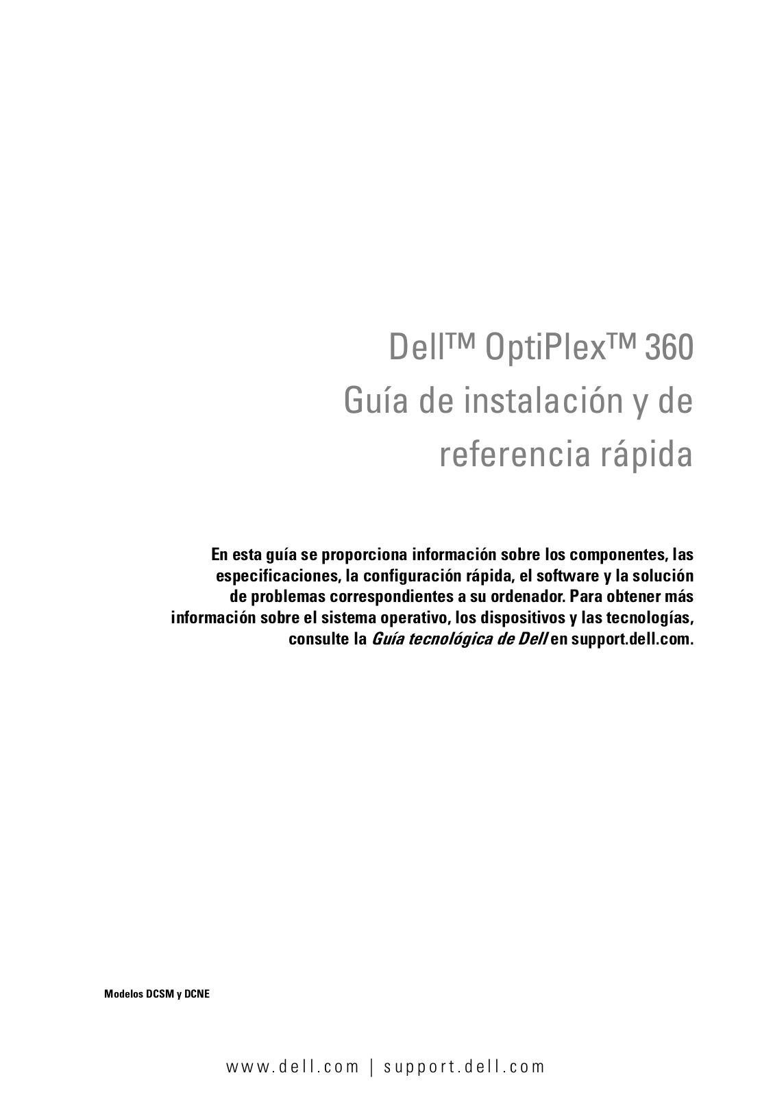 Dell OptiPlex 360 User Manual