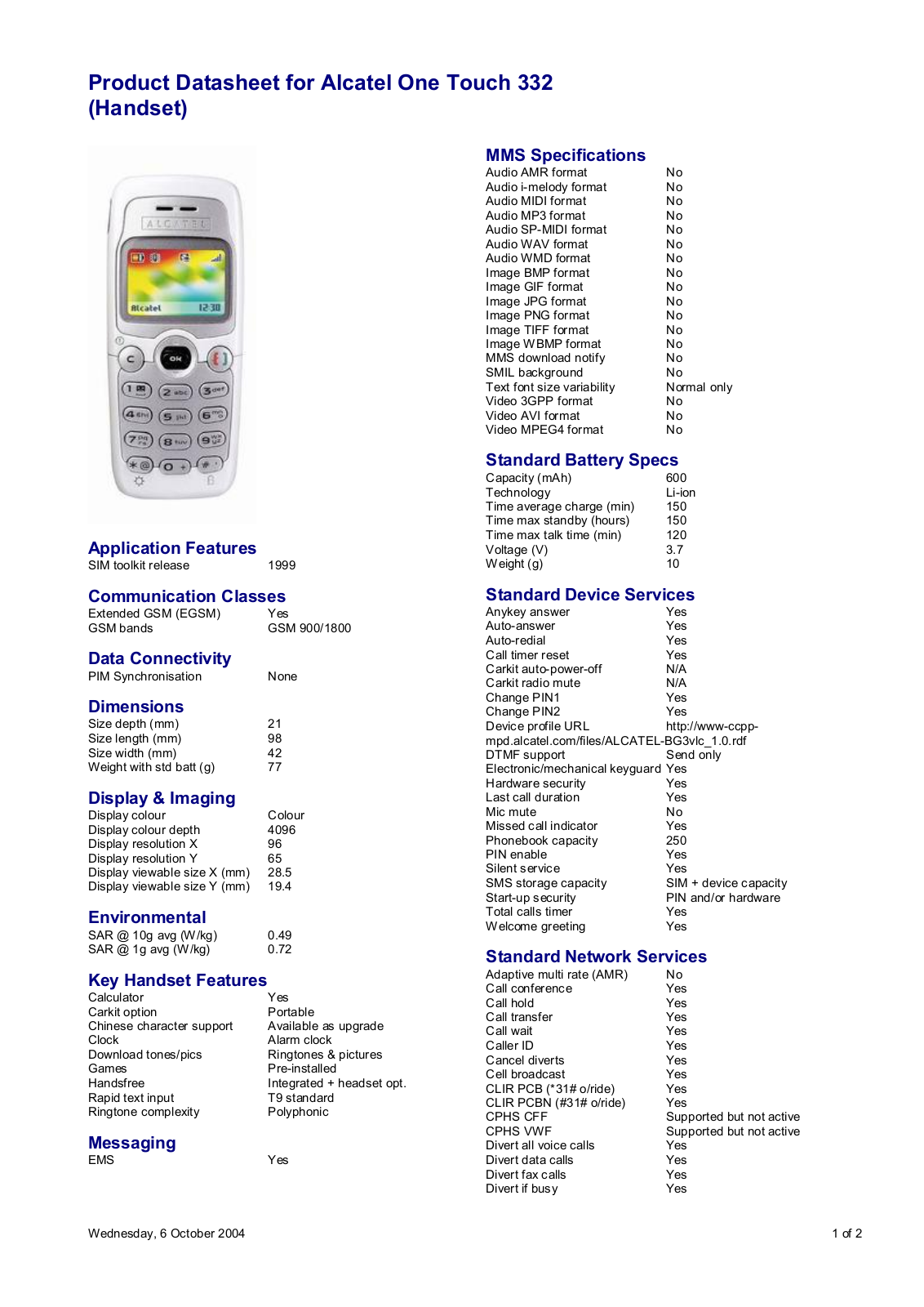 Alcatel ONE TOUCH 332 User Manual