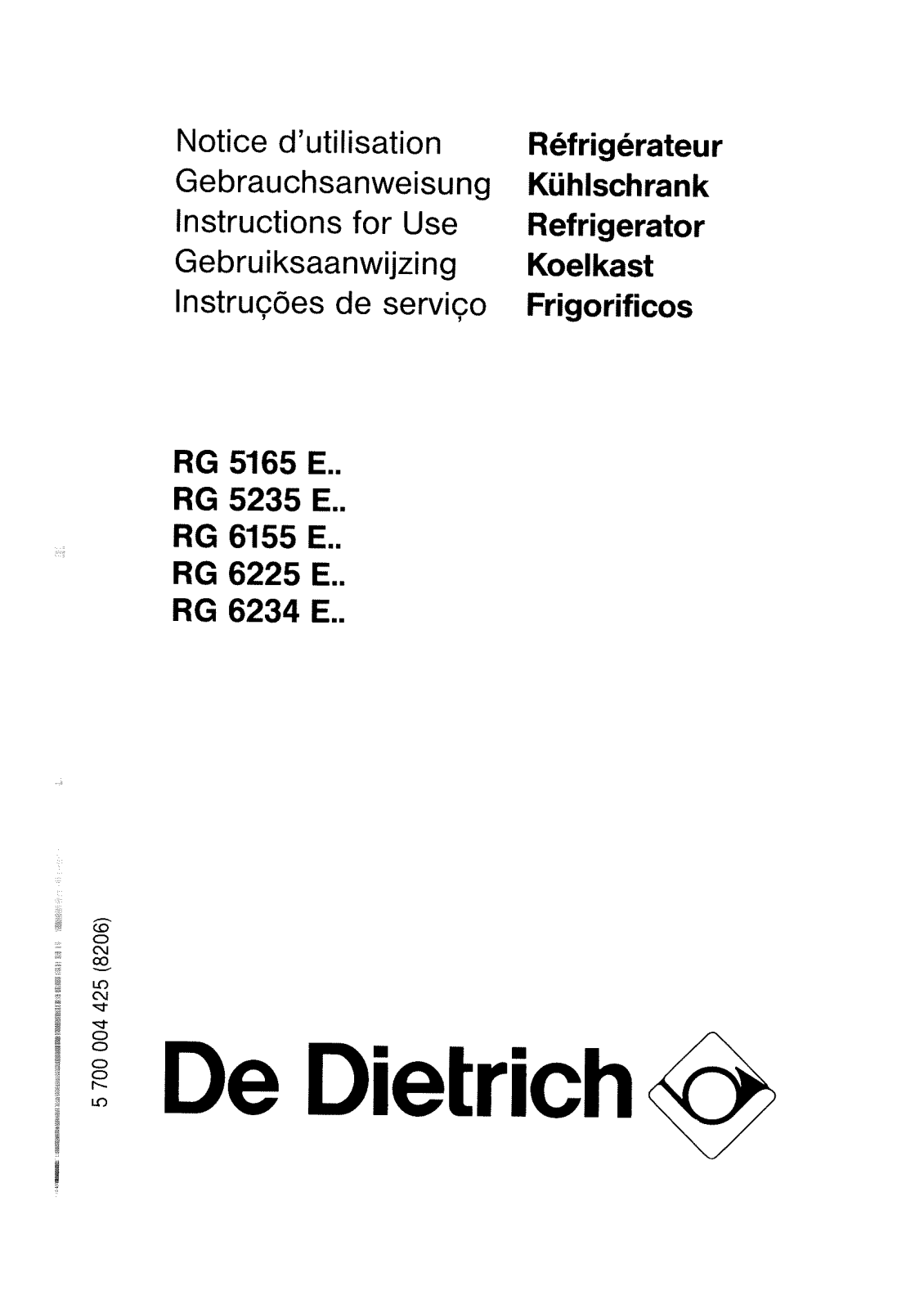 De dietrich rg 5165e, rg 5235e, rg 6155e, rg 6255e, rg 6234e User Manual