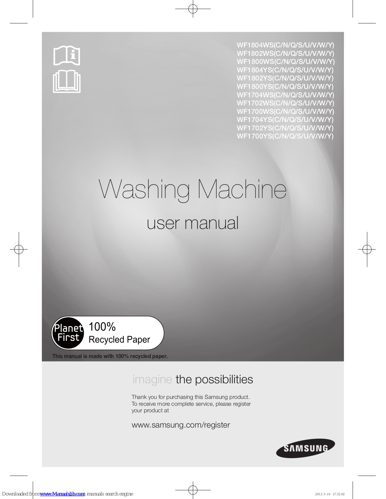 Samsung WF1804WSY, WF1804WSN, WF1804WSQ, WF1802WSC, WF1804WSS User Manual