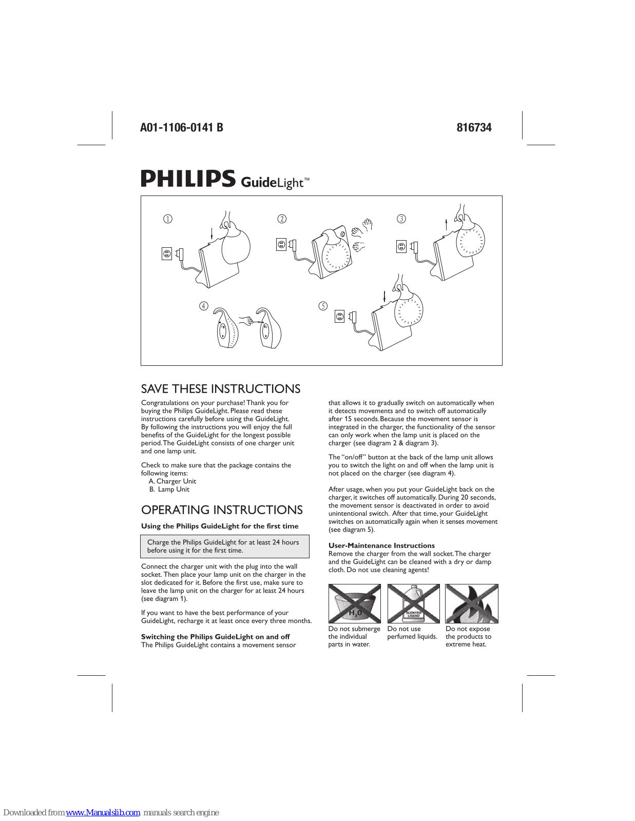 Philips Guidelight 691123148, SFL4131/12 Operating Instructions Manual