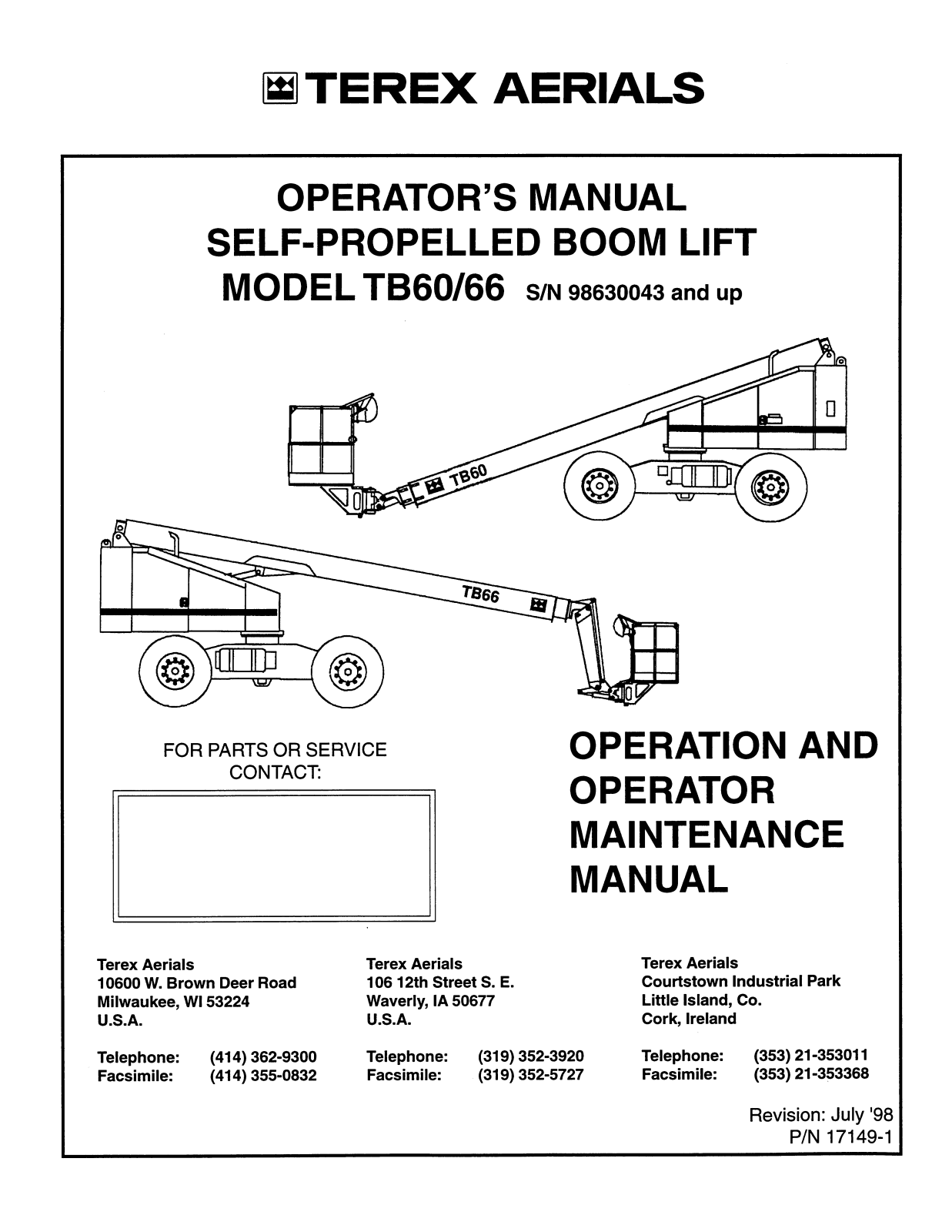 Genie TB60, TB66 Operator's Manual - ManualMachine.com