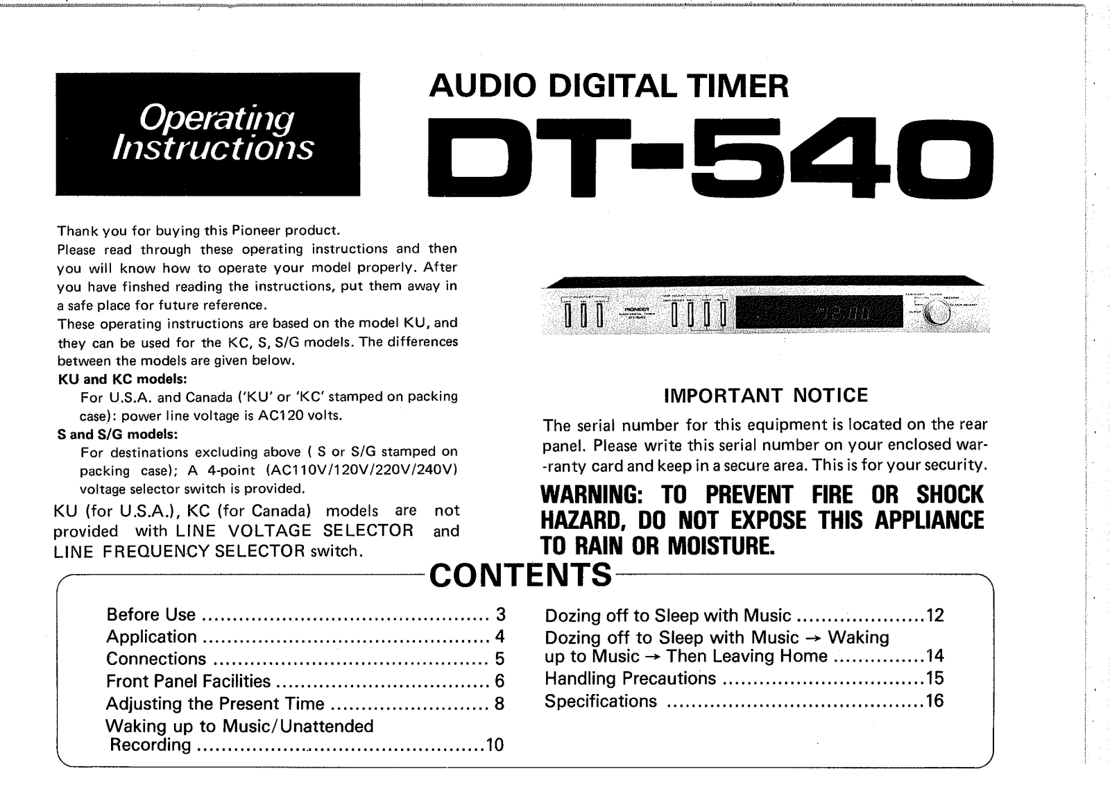 Pioneer DT-540 User Manual