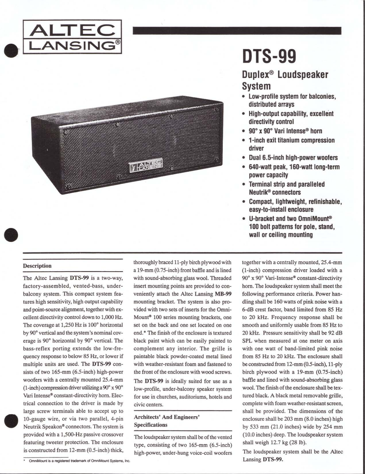 Altec Lansing DTS99 User Manual