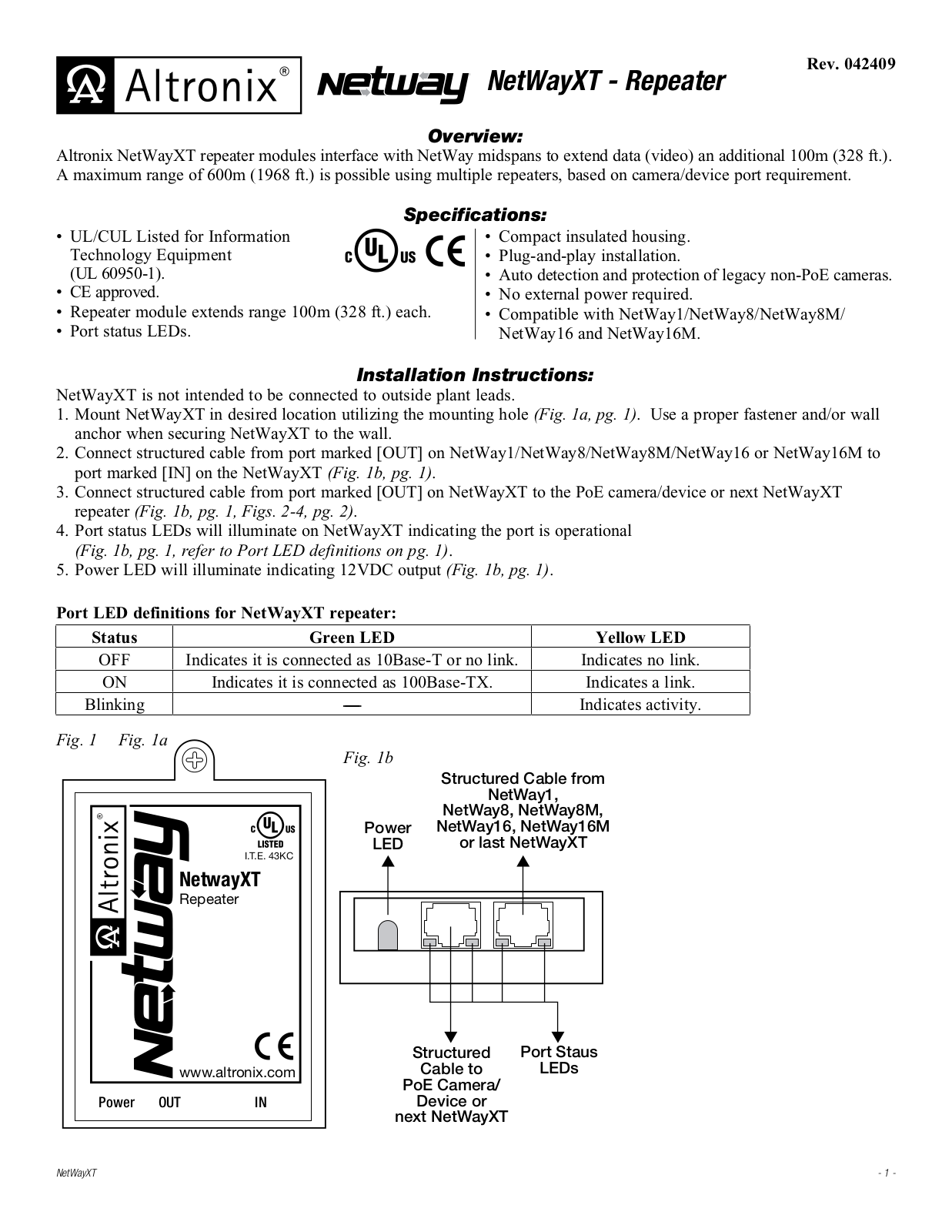 Altronix NetWayXT Installation Instructions