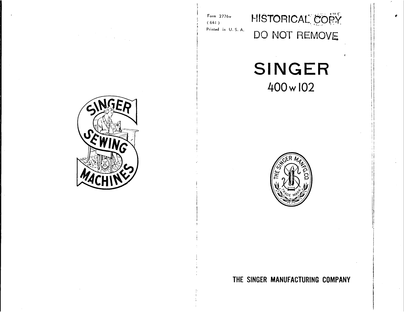 Singer 400W102 User Manual