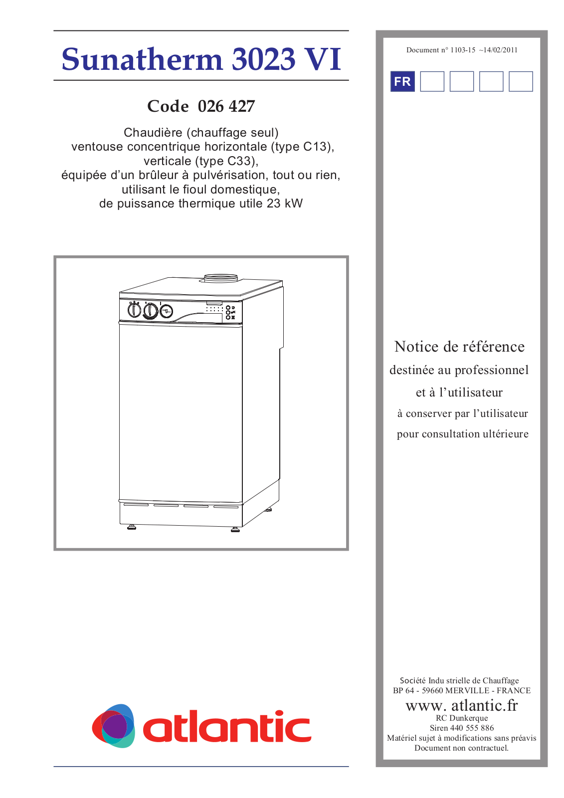 ATLANTIC Sunatherm 3000 VI User Manual