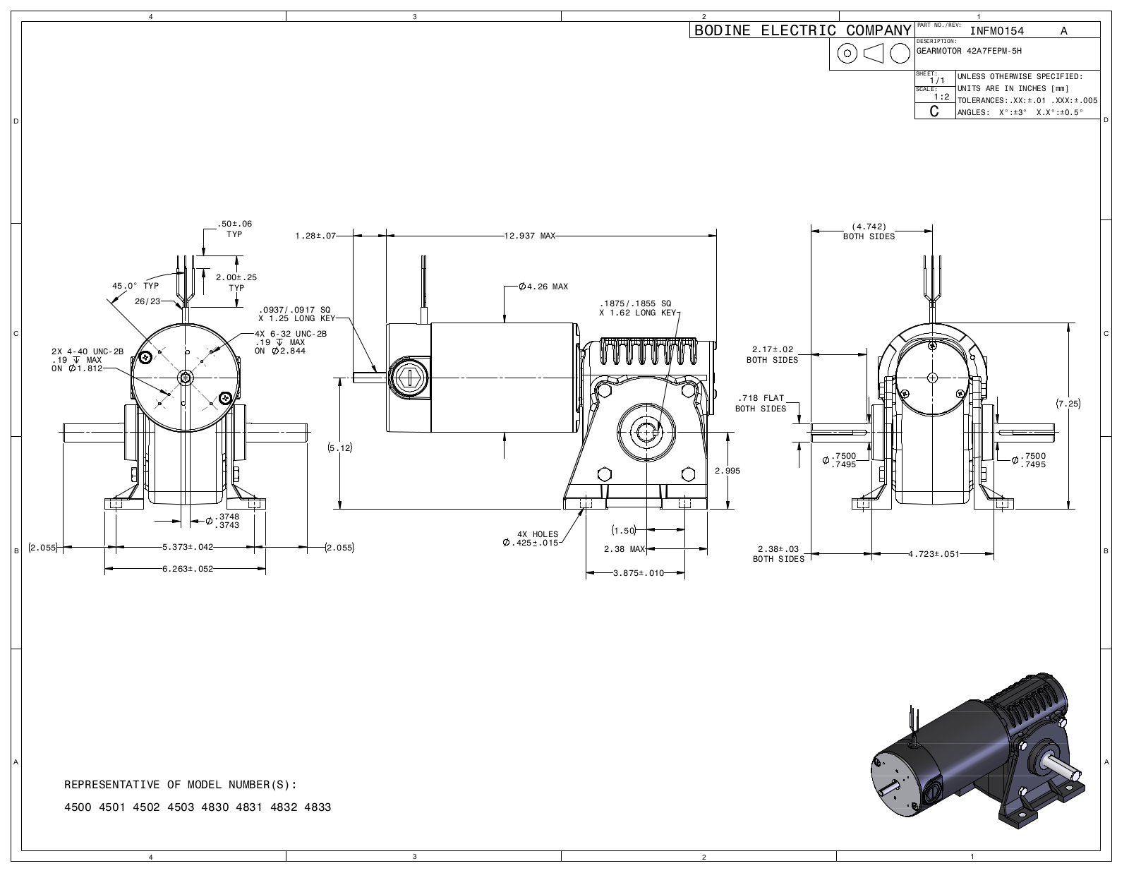 Bodine 4500, 4501, 4502, 4503, 4830 Reference Drawing