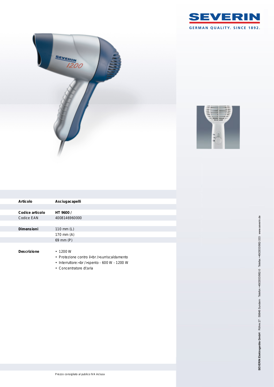 Severin HT 9600 User Manual