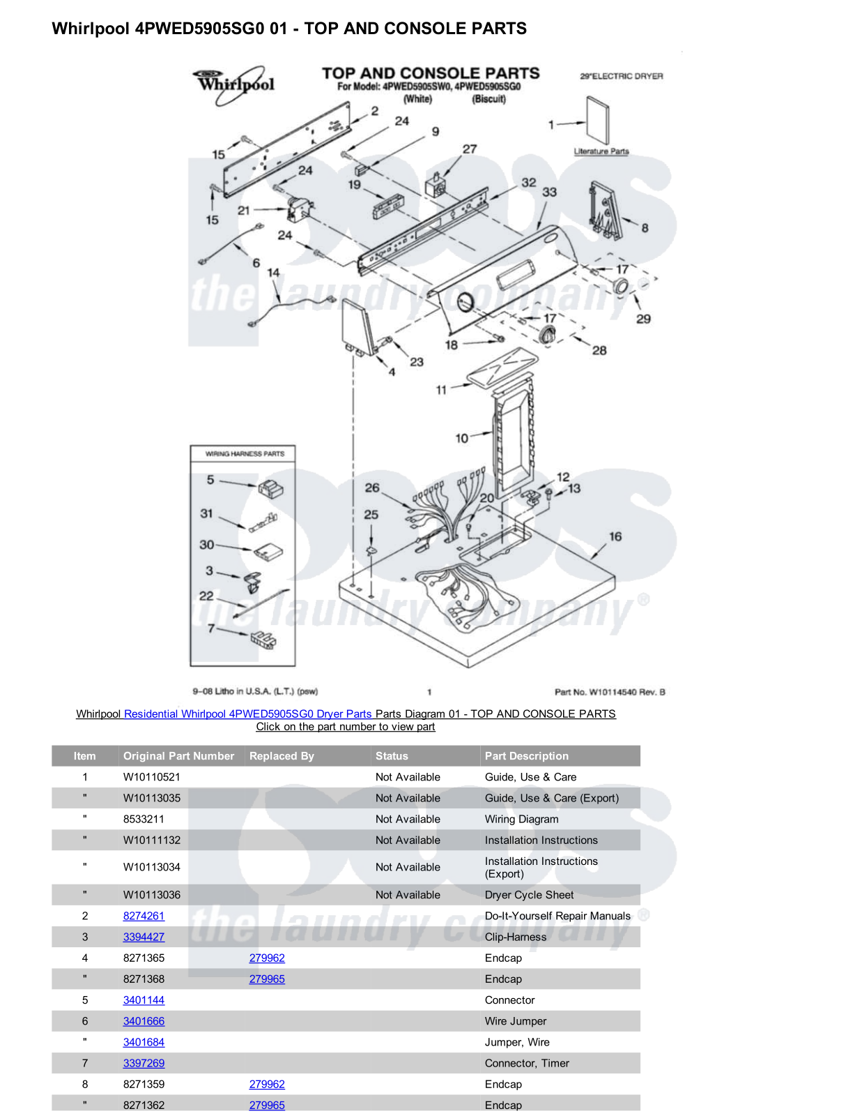 Whirlpool 4PWED5905SG0 Parts Diagram