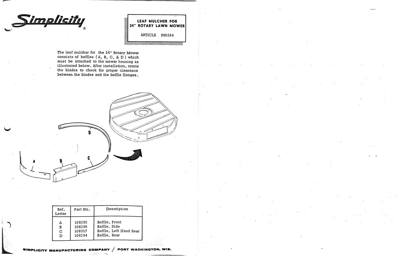 Simplicity 990264 User Manual