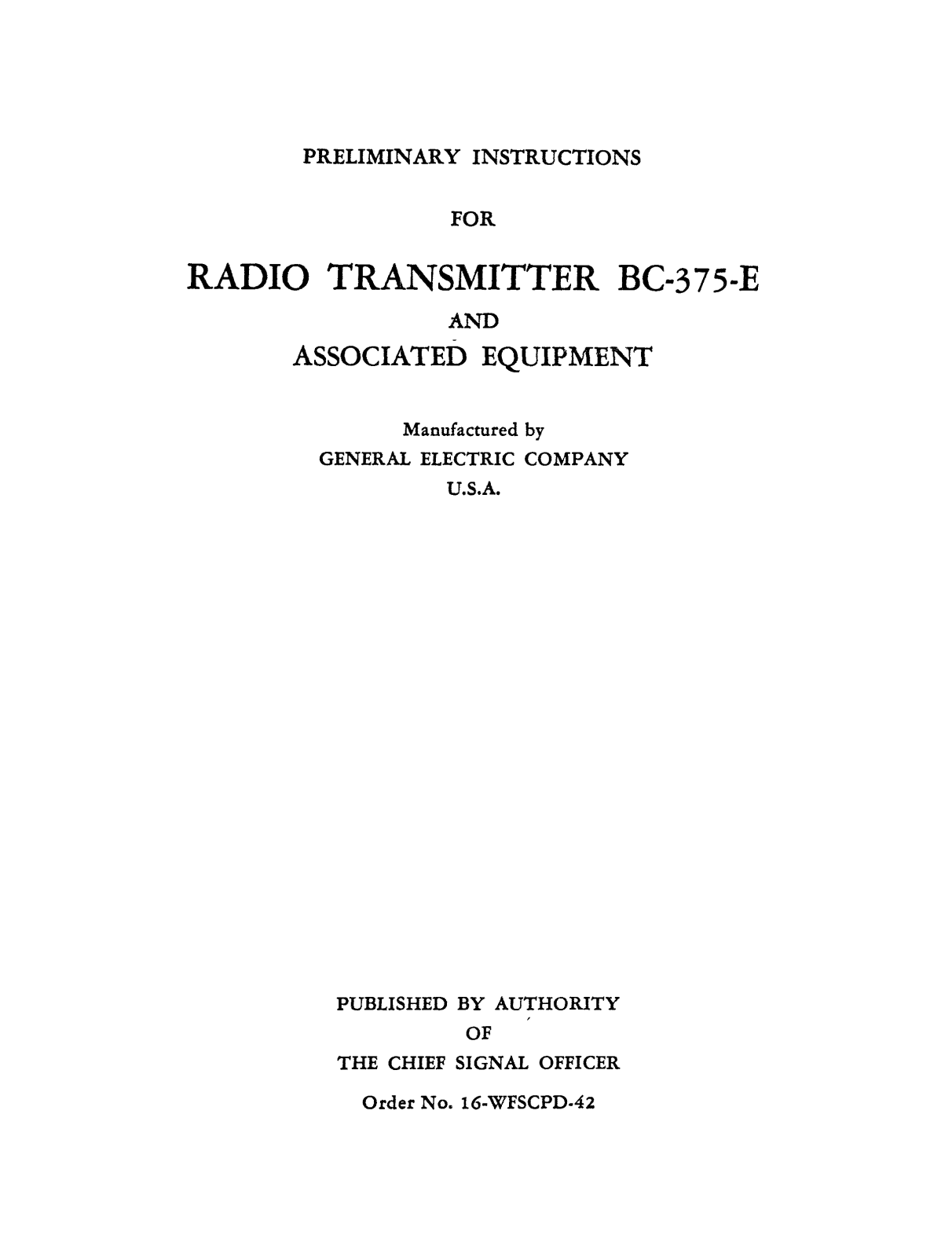 GE BC-375-E Preliminary Instructions - ManualMachine.com