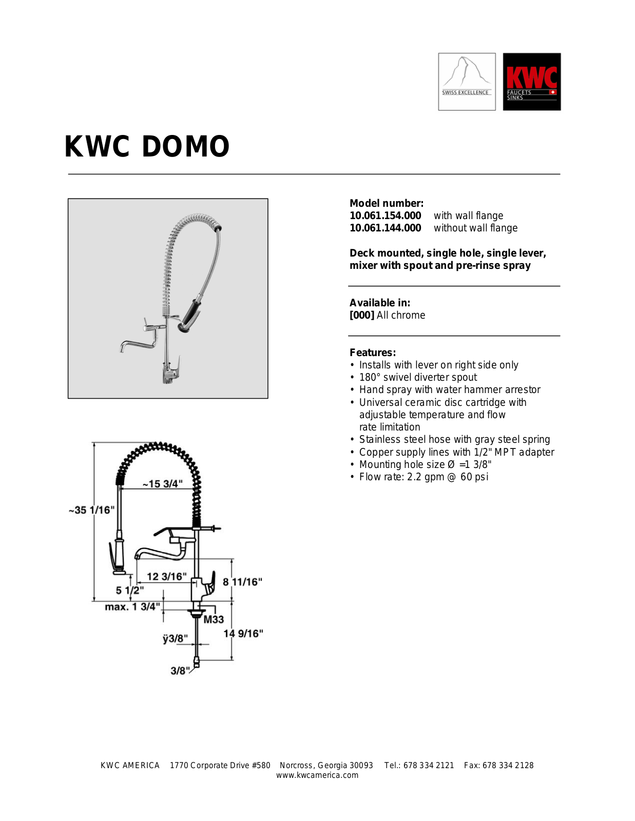 KWC 10.061.154.000, 10.061.144.000 User Manual