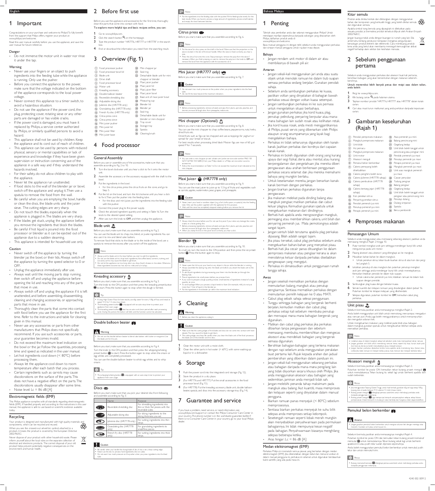 Philips HR7776/90 User manual