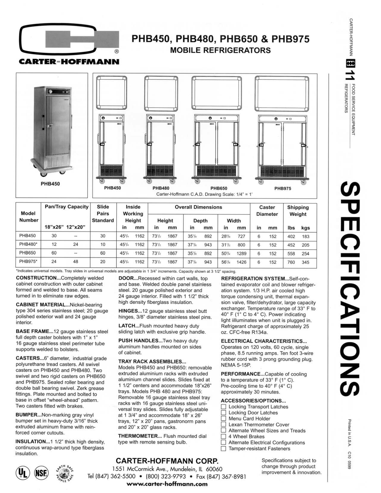 Carter Hoffman PHB450 Specifications