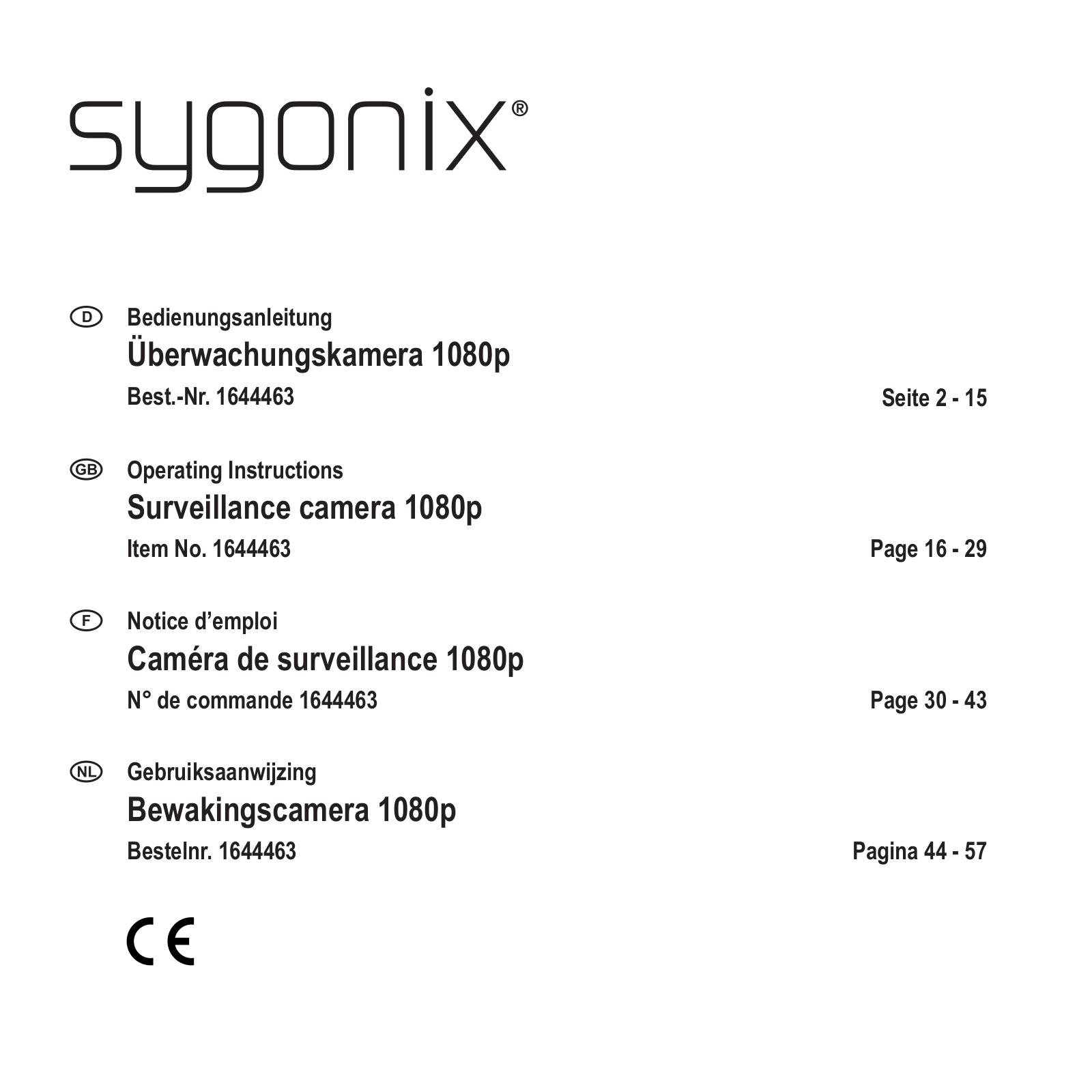 Sygonix 1644463 Operating instructions