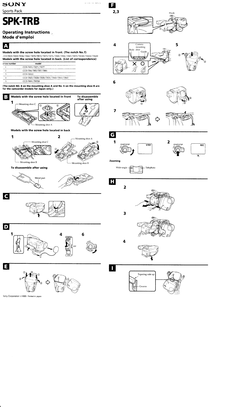 Sony SPK-TRB User Manual