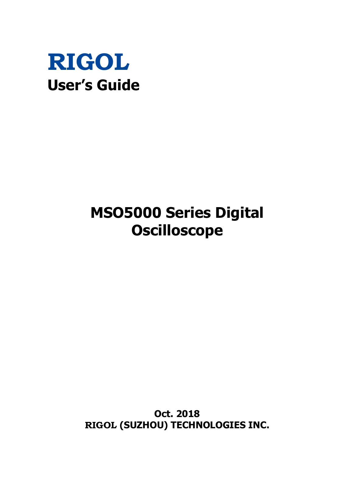 Rigol MSO5104, MSO5072, MSO5102, MSO5354, MSO5204 User guide