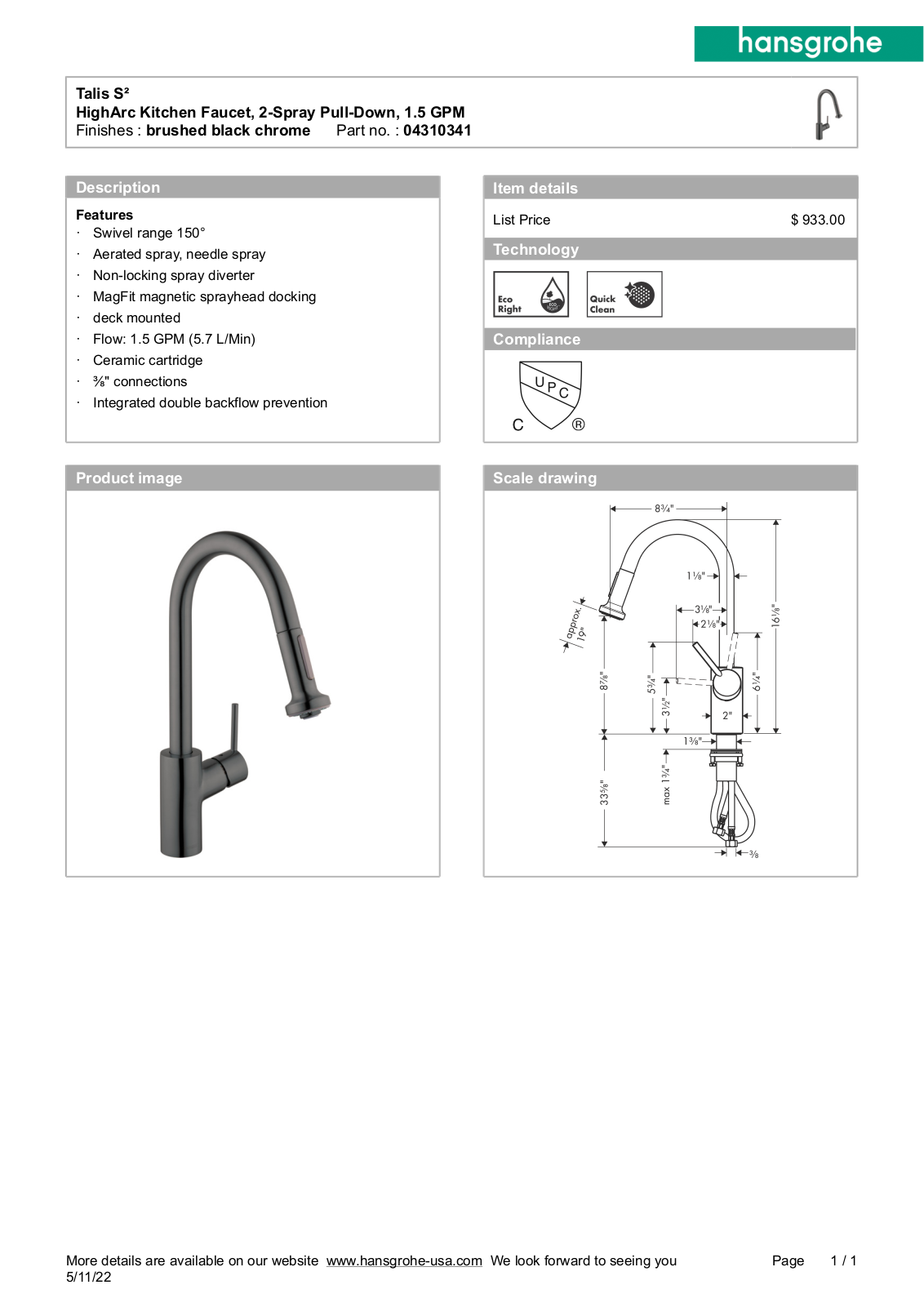 Hansgrohe GCDC1914 Specifications - ManualMachine.com