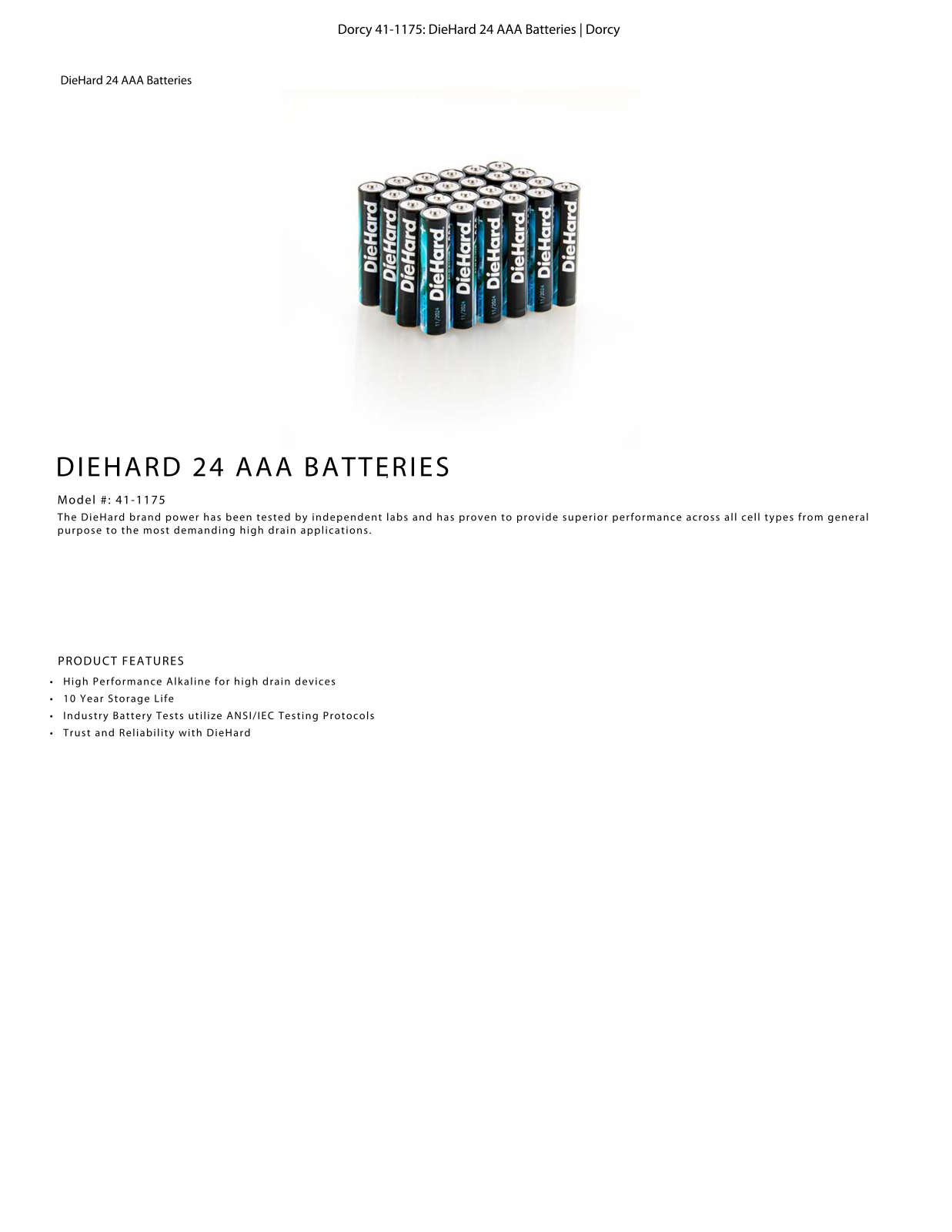 DieHard 41-1175 Data Sheet - ManualMachine.com