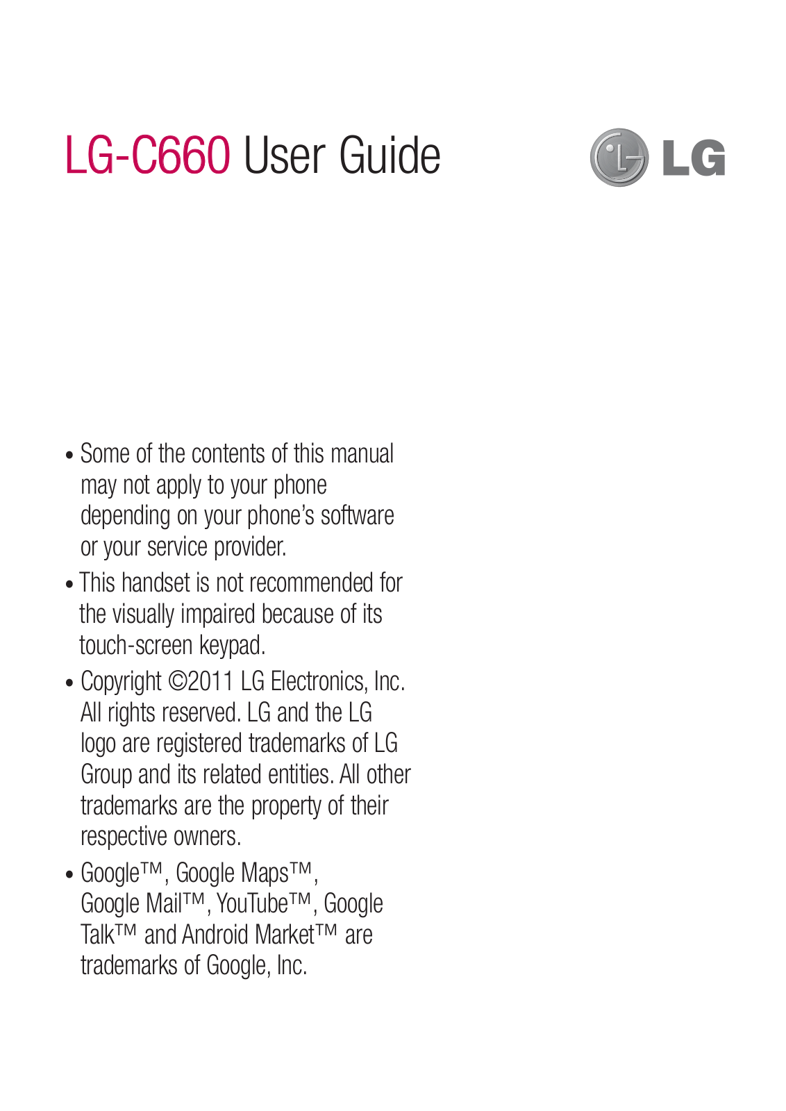 LG C660 Users manual