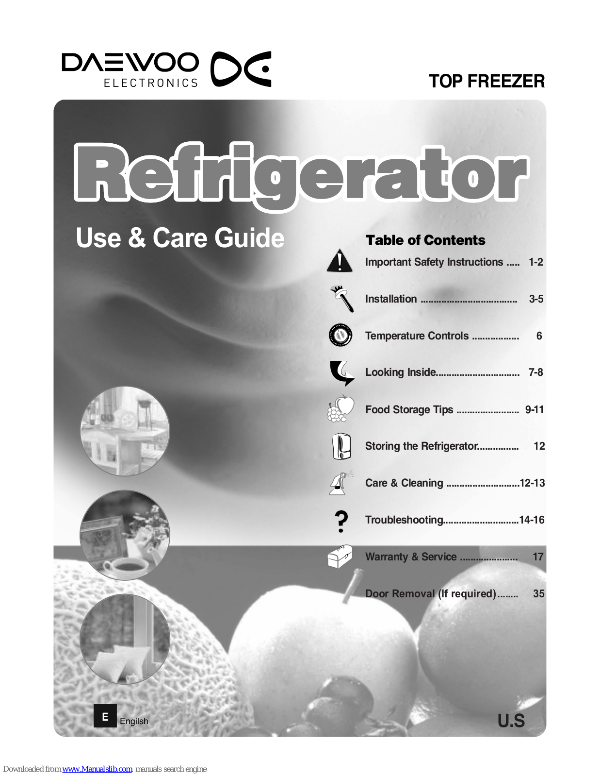 Daewoo FRG1820NR, FRG2130NR, FRG-1830NR, FRG2120NR Use & Care Manual