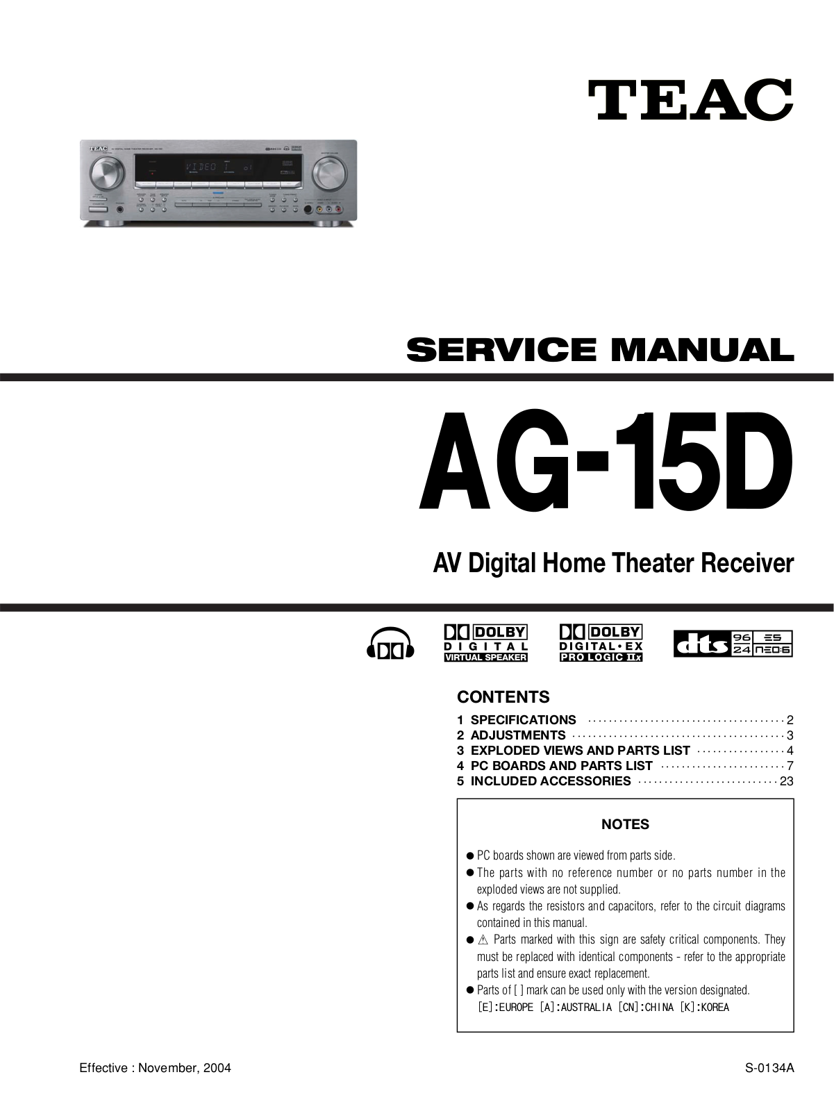 TEAC AG-15-D Service manual